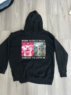 Black Graphic Hoodie "Born to Dilly Dally"